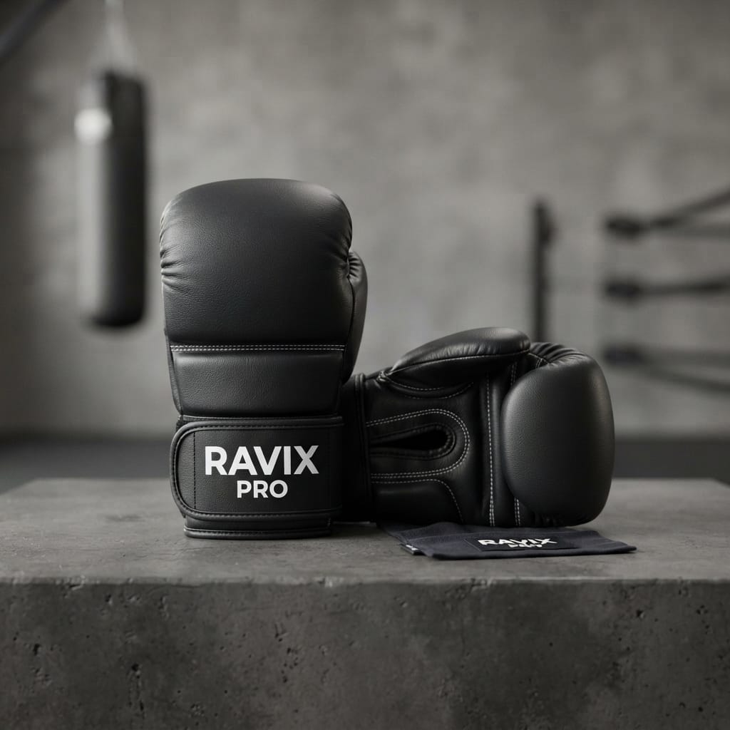 Custom Black Boxing Sparring Gloves Custom Black Boxing Sparring Gloves – front and back view, custom manufactured by Ravix Pro Industry, Sialkot