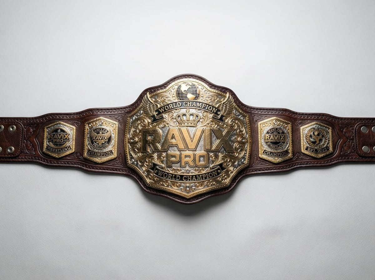 Custom Dual-Tone World Champion Belt Custom Dual-Tone World Champion Belt – front and back view, custom manufactured by Ravix Pro Industry, Sialkot