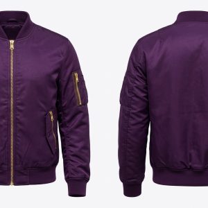 Custom Purple MA-1 Flight Bomber – front and back view, custom manufactured by Ravix Pro Industry, Sialkot
