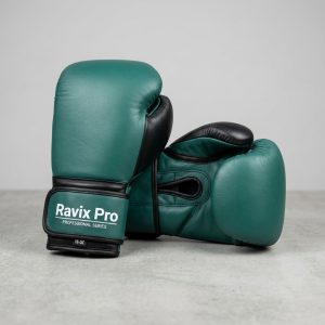 Custom Teal Green Boxing Gloves – front and back view, custom manufactured by Ravix Pro Industry, Sialkot