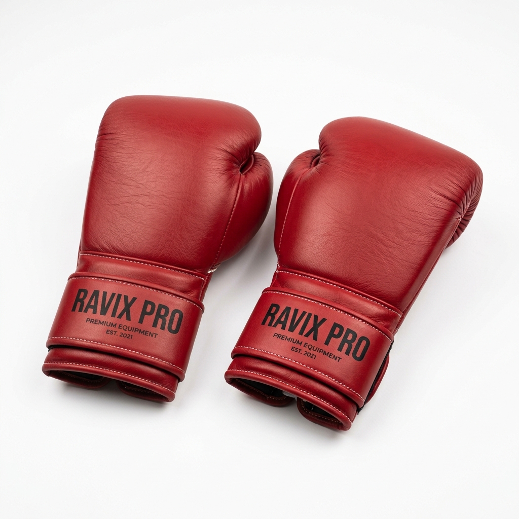 Custom Red Textured Boxing Gloves Custom Red Textured Boxing Gloves – front and back view, custom manufactured by Ravix Pro Industry, Sialkot