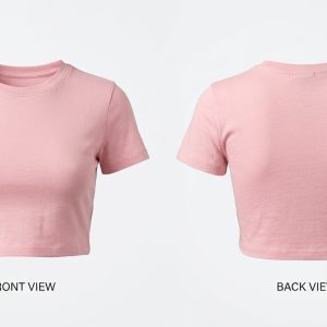 Custom Pastel Pink Women's Crop Tee – front and back view, custom manufactured by Ravix Pro Industry, Sialkot