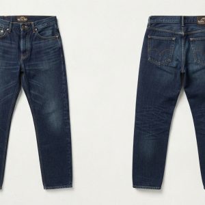Custom Dark Wash Tapered Jeans – front and back view, custom manufactured by Ravix Pro Industry, Sialkot
