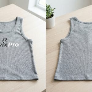 Custom Grey Waffle Knit Tank Top – front and back view, custom manufactured by Ravix Pro Industry, Sialkot
