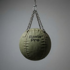 Custom Olive Canvas Wrecking Ball Bag – front and back view, custom manufactured by Ravix Pro Industry, Sialkot