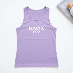 Custom Lilac Women's Training Tank – front and back view, custom manufactured by Ravix Pro Industry, Sialkot