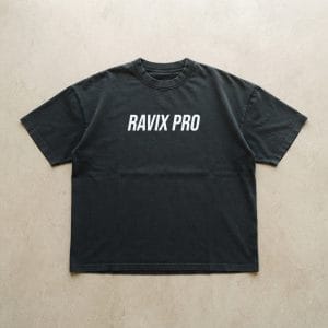 Custom Vintage Wash Oversized Heavyweight Tee – front and back view, custom manufactured by Ravix Pro Industry, Sialkot