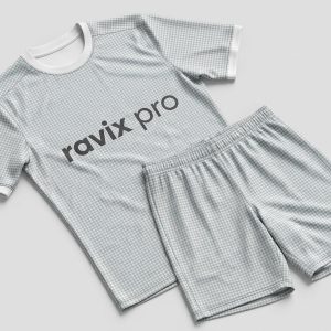 Custom Light Grey Soccer Kit with White Trims – front and back view, custom manufactured by Ravix Pro Industry, Sialkot