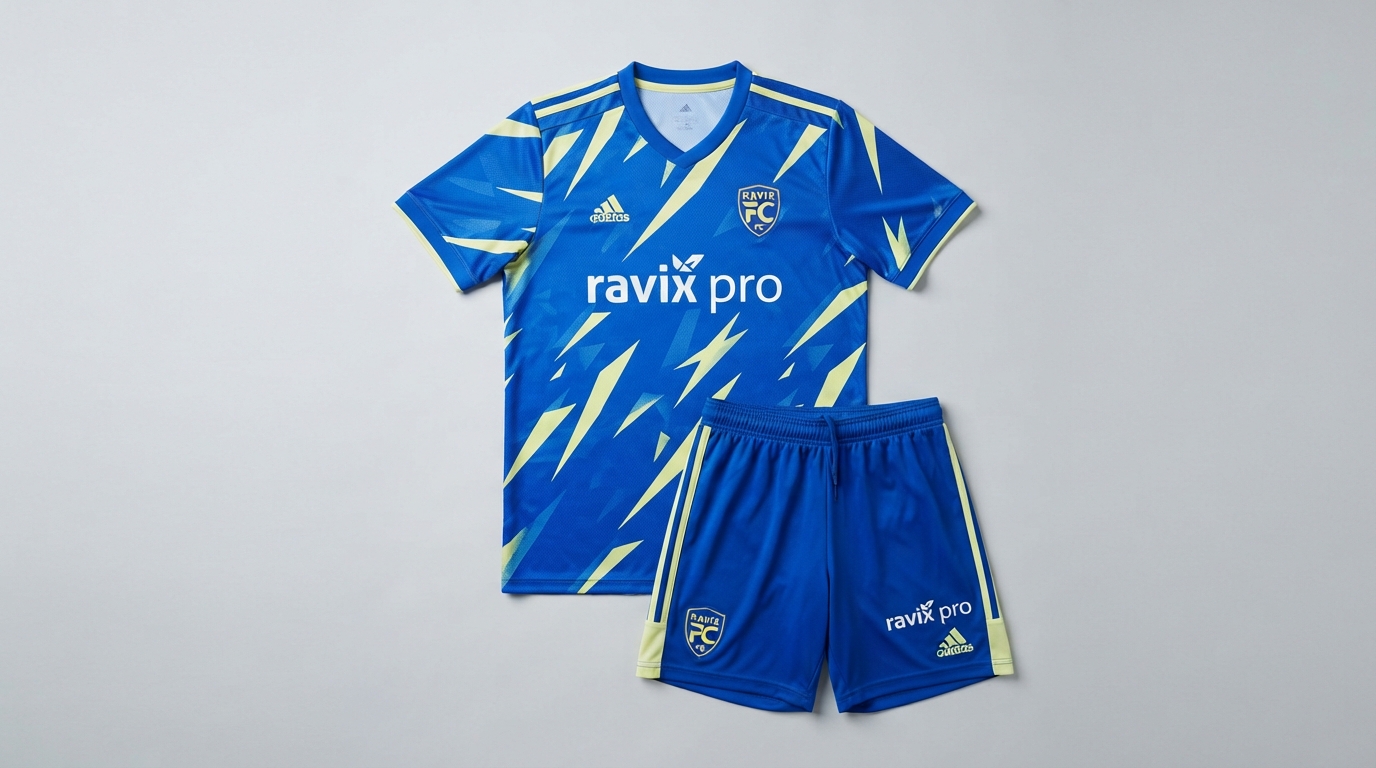 Custom Royal Blue Brushstroke Soccer Kit Custom Royal Blue Brushstroke Soccer Kit – custom manufactured by Ravix Pro Industry, Sialkot, Pakistan