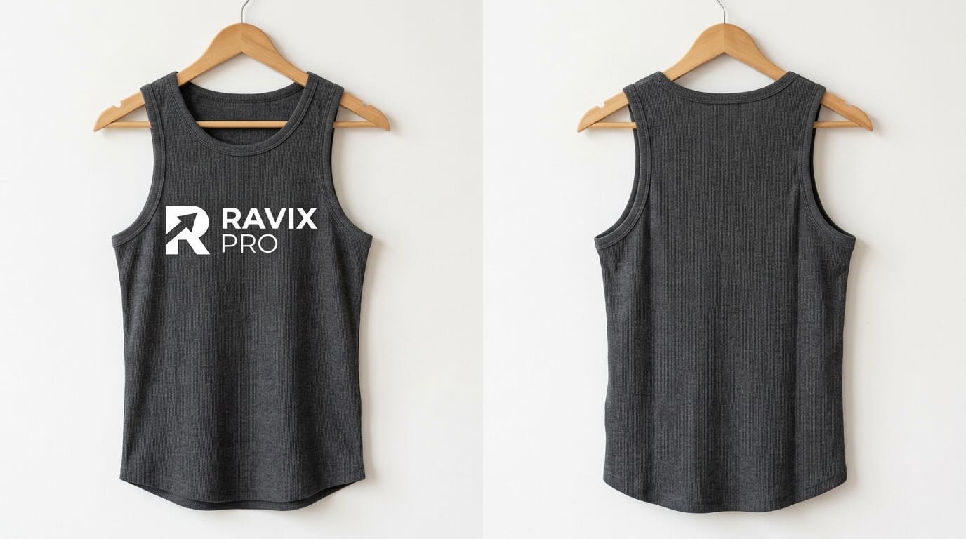 Custom Charcoal Heather Curved Hem Tank Top Custom Charcoal Heather Curved Hem Tank Top – front and back view, custom manufactured by Ravix Pro Industry, Sialkot