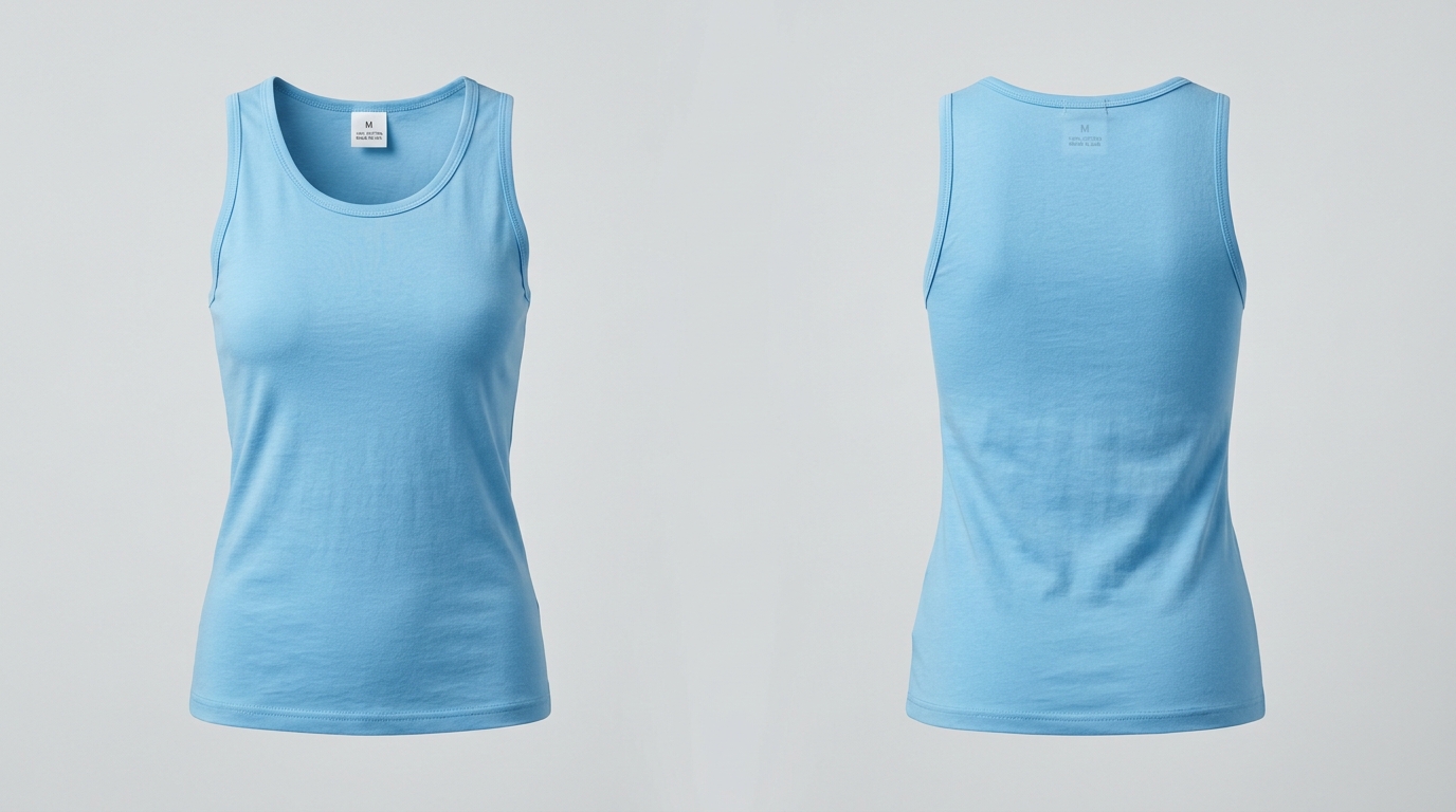 Custom Sky Blue Women's Tank Top Custom Sky Blue Women's Tank Top – front and back view, custom manufactured by Ravix Pro Industry, Sialkot