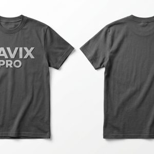 Custom Charcoal Tee with Grey Logo – front and back view, custom manufactured by Ravix Pro Industry, Sialkot