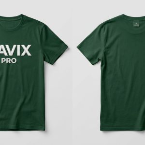 Custom Forest Green Tee with White Logo – front and back view, custom manufactured by Ravix Pro Industry, Sialkot