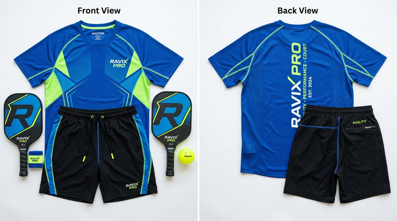 Custom Royal Blue and Sky Blue Pickleball and Padel Apparel Custom Royal Blue and Sky Blue Pickleball and Padel Apparel – custom manufactured by Ravix Pro Industry, Sialkot, Pakistan