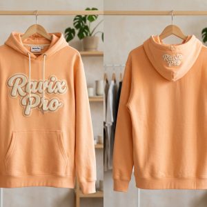 Private label hoodie with custom puff print logo, made in Pakistan by Ravix Pro Industry