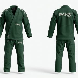 Custom Forest Green BJJ Gi – custom manufactured by Ravix Pro Industry, Sialkot, Pakistan