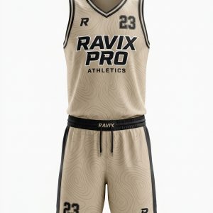 Custom Sand Athletics Basketball Uniform – custom manufactured by Ravix Pro Industry, Sialkot, Pakistan