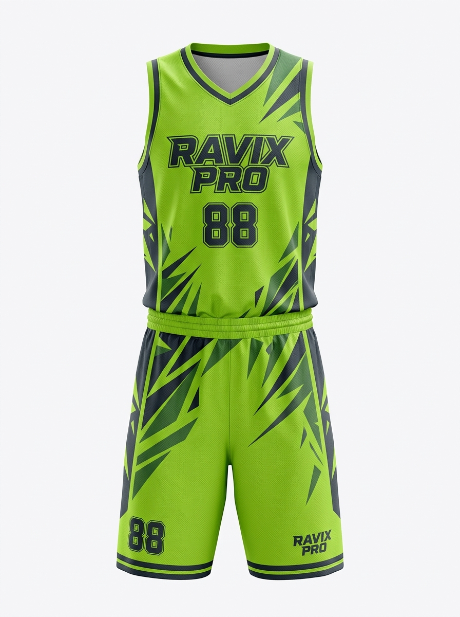 Custom Lime Green Basketball Uniform Custom Lime Green Basketball Uniform – custom manufactured by Ravix Pro Industry, Sialkot, Pakistan