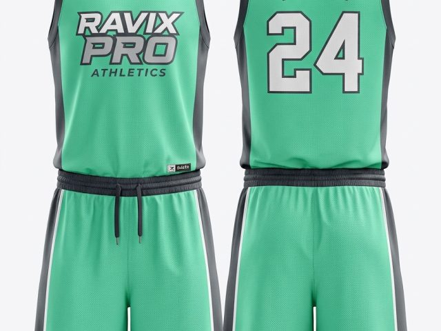 Custom Mint and Charcoal Athletics Basketball Uniform – custom manufactured by Ravix Pro Industry, Sialkot, Pakistan