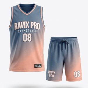 Custom Slate Grey Basketball Uniform – custom manufactured by Ravix Pro Industry, Sialkot, Pakistan