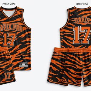 Custom Orange and Black Basketball Uniform – custom manufactured by Ravix Pro Industry, Sialkot, Pakistan