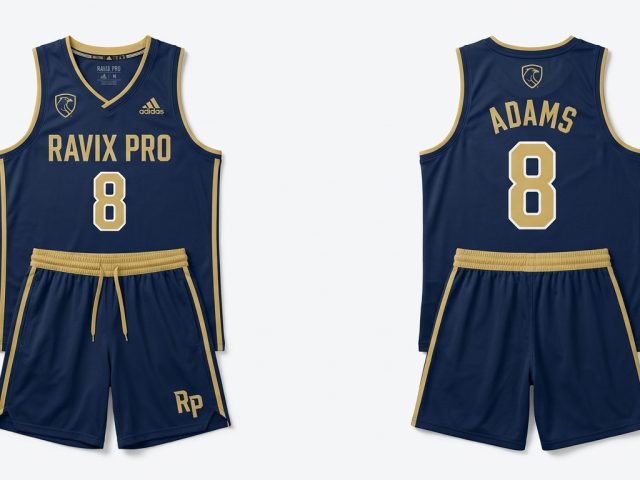 Custom Navy and Gold Basketball Uniform – custom manufactured by Ravix Pro Industry, Sialkot, Pakistan
