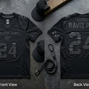 Custom Blackout Streetwear Football Jersey – custom manufactured by Ravix Pro Industry, Sialkot, Pakistan