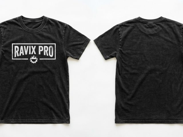 Custom Black Heavyweight Tee with Arch Logo – custom manufactured by Ravix Pro Industry, Sialkot, Pakistan