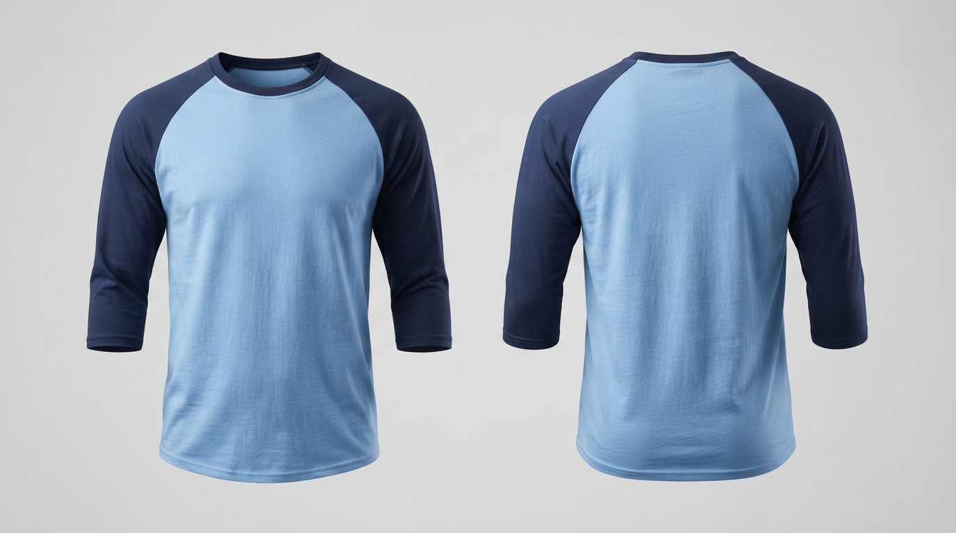 Blank Navy and Light Blue Raglan T-Shirt Blank Navy and Light Blue Raglan T-Shirt – custom manufactured by Ravix Pro Industry, Sialkot, Pakistan