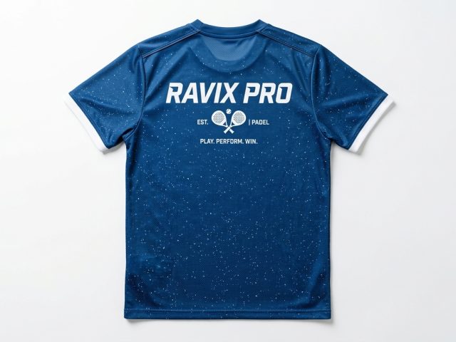 Custom Navy Speckle Padel Jersey – custom manufactured by Ravix Pro Industry, Sialkot, Pakistan