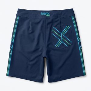 Custom Navy and Teal Board Shorts – custom manufactured by Ravix Pro Industry, Sialkot, Pakistan