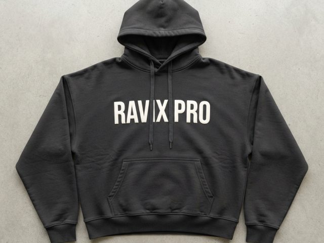 Custom Black Boxy Fit Hoodie – custom manufactured by Ravix Pro Industry, Sialkot, Pakistan