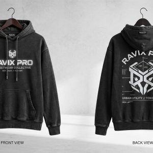 Custom Charcoal Black Fleece Hoodie – custom manufactured by Ravix Pro Industry, Sialkot, Pakistan