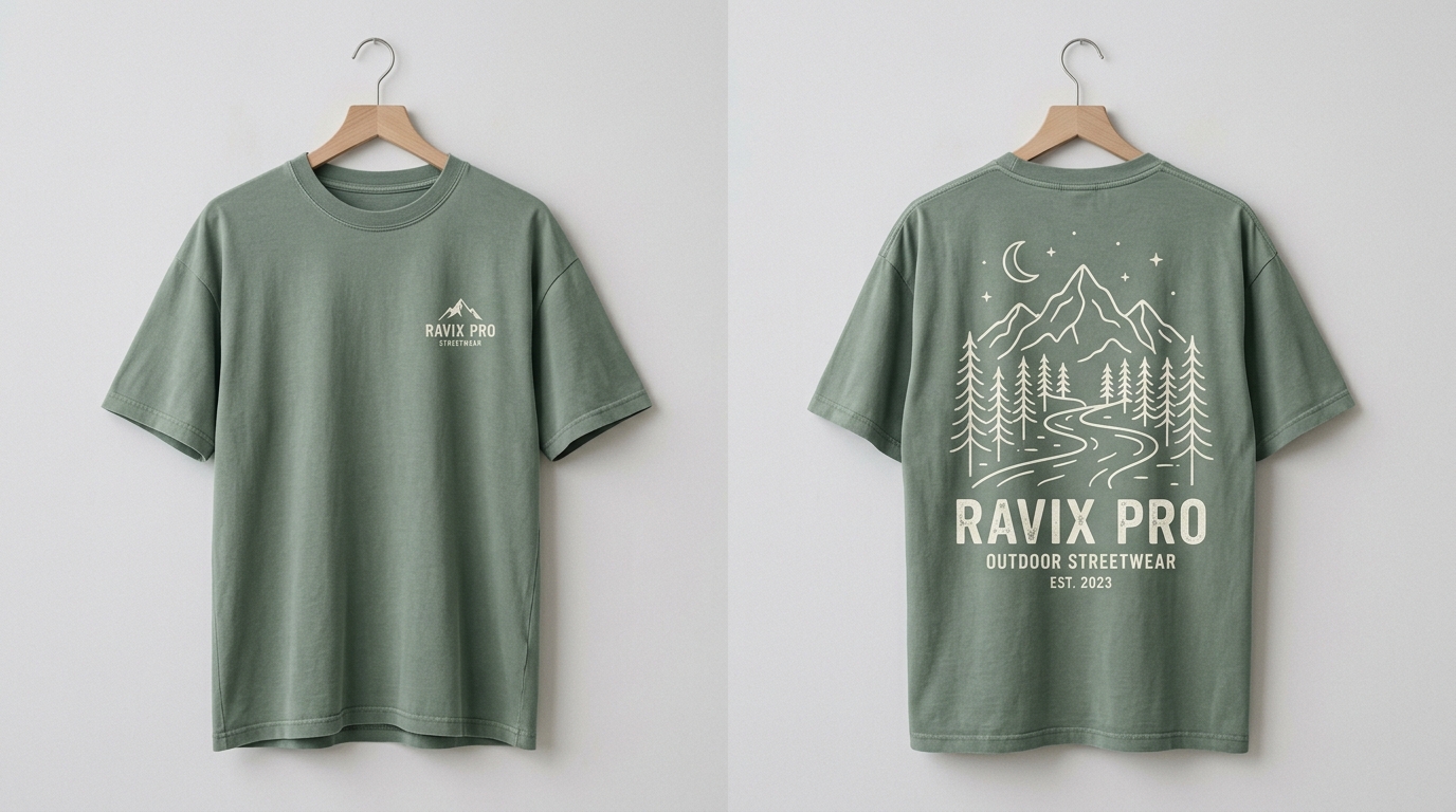 Custom Sage Green Graphic T-Shirt Custom Sage Green Graphic T-Shirt – custom manufactured by Ravix Pro Industry, Sialkot, Pakistan