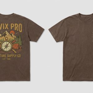 Custom Brown Heavyweight Pocket T-Shirt with Back Graphic – custom manufactured by Ravix Pro Industry, Sialkot, Pakistan