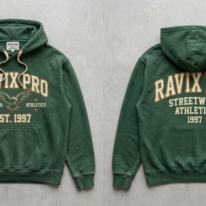 Custom Forest Green Streetwear Hoodie – custom manufactured by Ravix Pro Industry, Sialkot, Pakistan