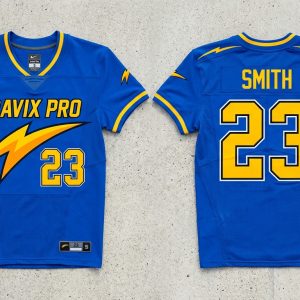Custom Cobalt Blue and Yellow Football Jersey – custom manufactured by Ravix Pro Industry, Sialkot, Pakistan