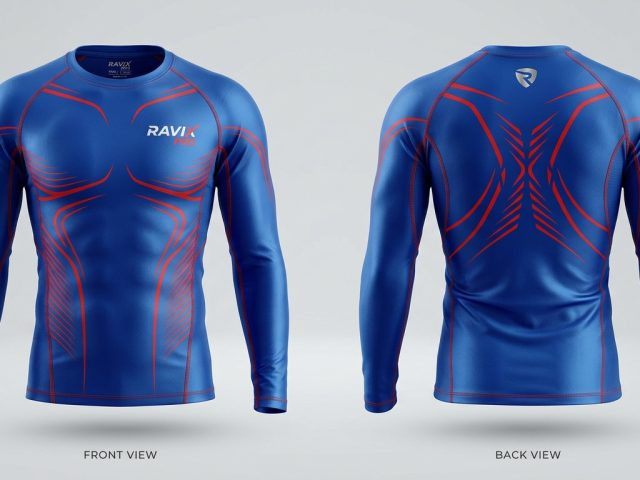 Custom Royal Blue Compression Running Top – custom manufactured by Ravix Pro Industry, Sialkot, Pakistan