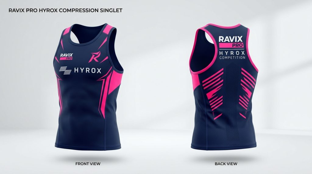 How to Private Label Activewear: Step-by-Step Guide Custom Navy and Pink Compression Singlet – custom manufactured by Ravix Pro Industry, Sialkot, Pakistan