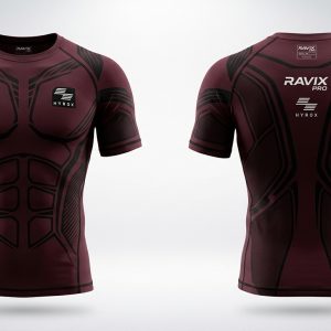 Custom Maroon Compression Top – custom manufactured by Ravix Pro Industry, Sialkot, Pakistan