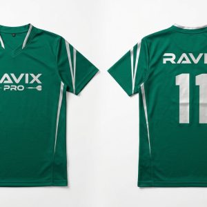 Custom Forest Green and White Darts Jersey with Chevron Shoulders – custom manufactured by Ravix Pro Industry, Sialkot, Pakistan