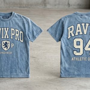 Custom Light Blue Heavyweight T-Shirt – custom manufactured by Ravix Pro Industry, Sialkot, Pakistan