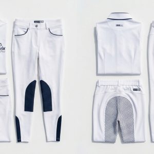Custom White and Navy Equestrian Riding Apparel – custom manufactured by Ravix Pro Industry, Sialkot, Pakistan