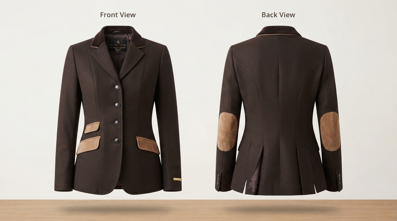 Custom Brown and Tan Equestrian Riding Jacket Custom Brown and Tan Equestrian Riding Jacket – custom manufactured by Ravix Pro Industry, Sialkot, Pakistan