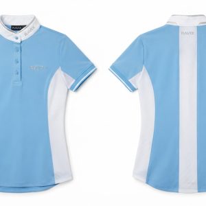 Custom Sky Blue and White Equestrian Riding Shirt – custom manufactured by Ravix Pro Industry, Sialkot, Pakistan