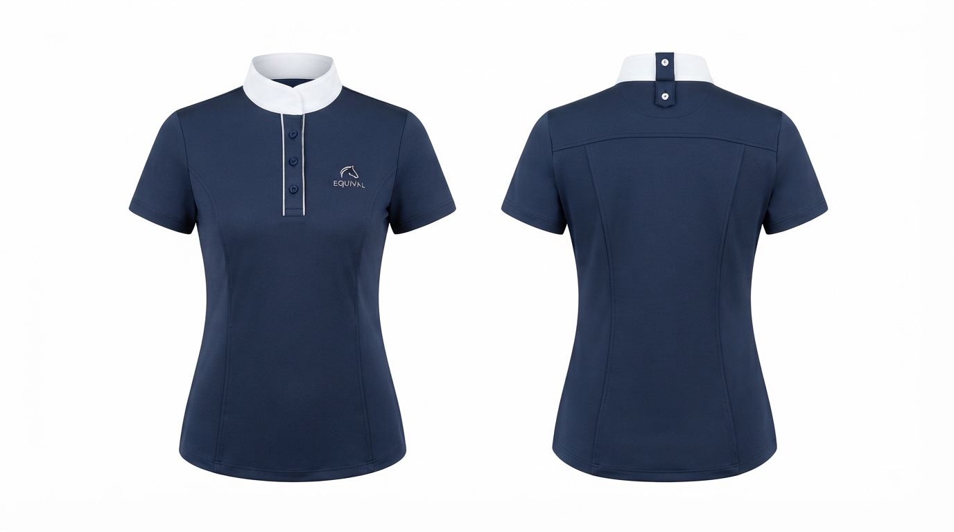 Custom Navy Short Sleeve Equestrian Polo Shirt Custom Navy Short Sleeve Equestrian Polo Shirt – custom manufactured by Ravix Pro Industry, Sialkot, Pakistan