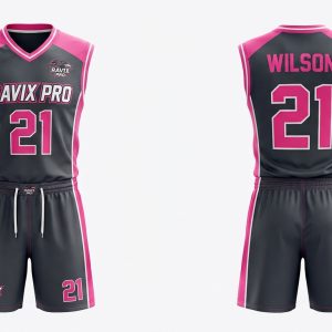 Custom Charcoal and Hot Pink Flag Football Uniform – custom manufactured by Ravix Pro Industry, Sialkot, Pakistan
