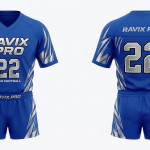 Custom Royal Blue Texture Flag Football Uniform – custom manufactured by Ravix Pro Industry, Sialkot, Pakistan