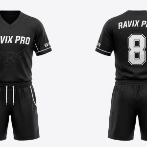 Custom Black Tonal Flag Football Uniform – custom manufactured by Ravix Pro Industry, Sialkot, Pakistan