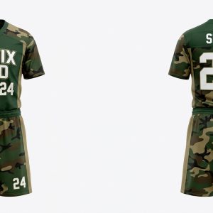 Custom Woodland Camo Flag Football Uniform – custom manufactured by Ravix Pro Industry, Sialkot, Pakistan